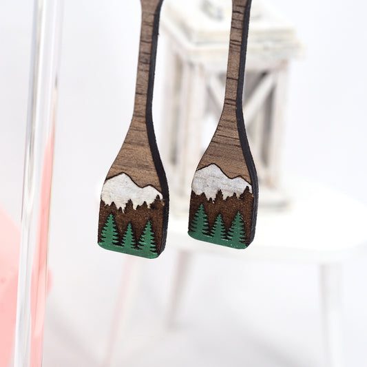 Oars Wood Earrings - Hand painted