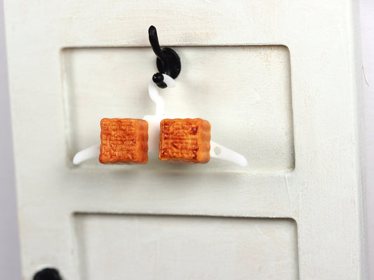 Polymer clay mooncake ear studs
