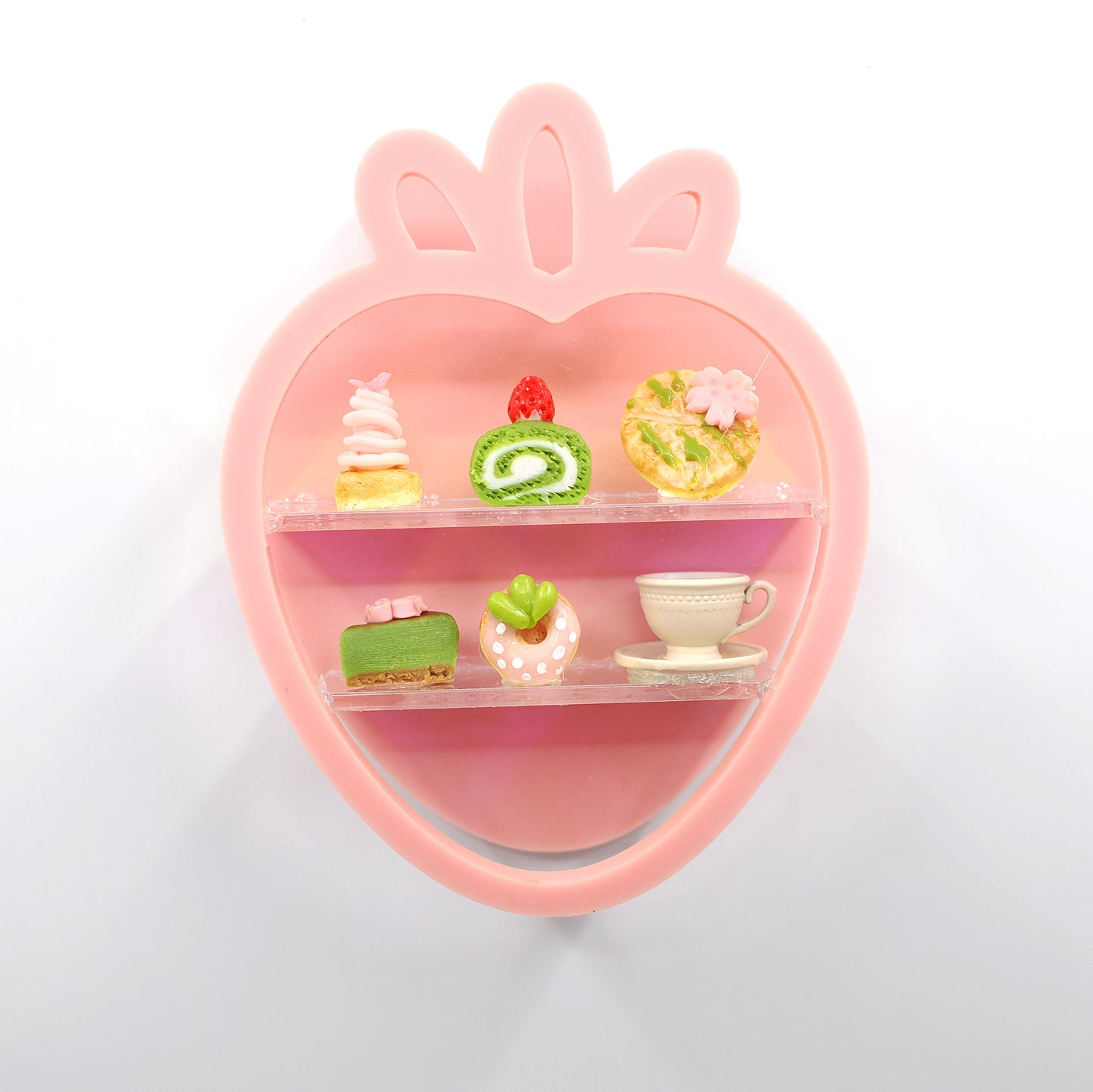 Miniature Dessert Diorama Magnet - Strawberry & Matcha