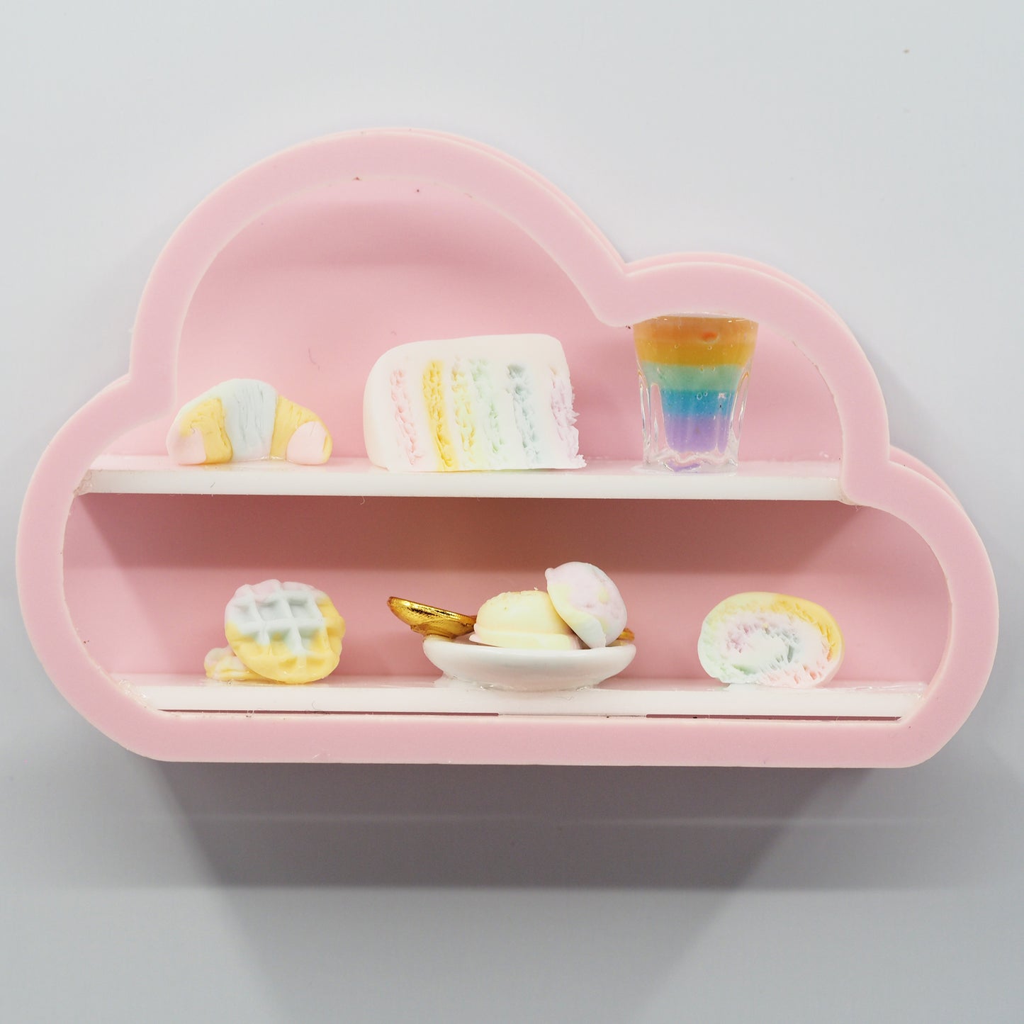Miniature Dessert Diorama Magnet - Cloud & Rainbow