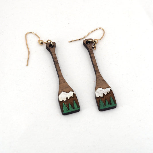 Oars Wood Earrings - Hand painted