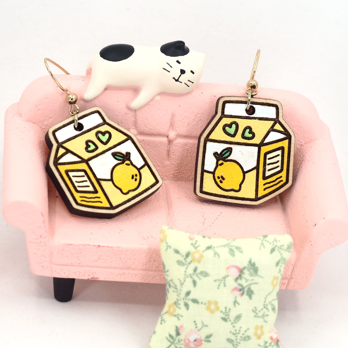 Adorable Wood Milk Carton Earrings