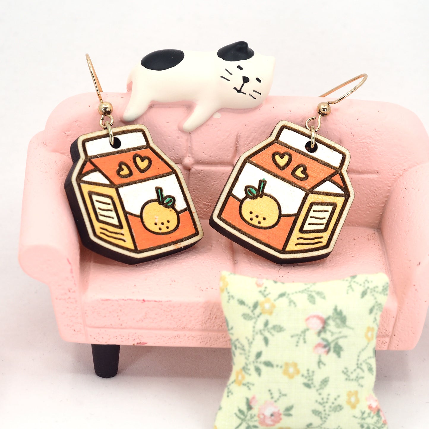 Adorable Wood Milk Carton Earrings