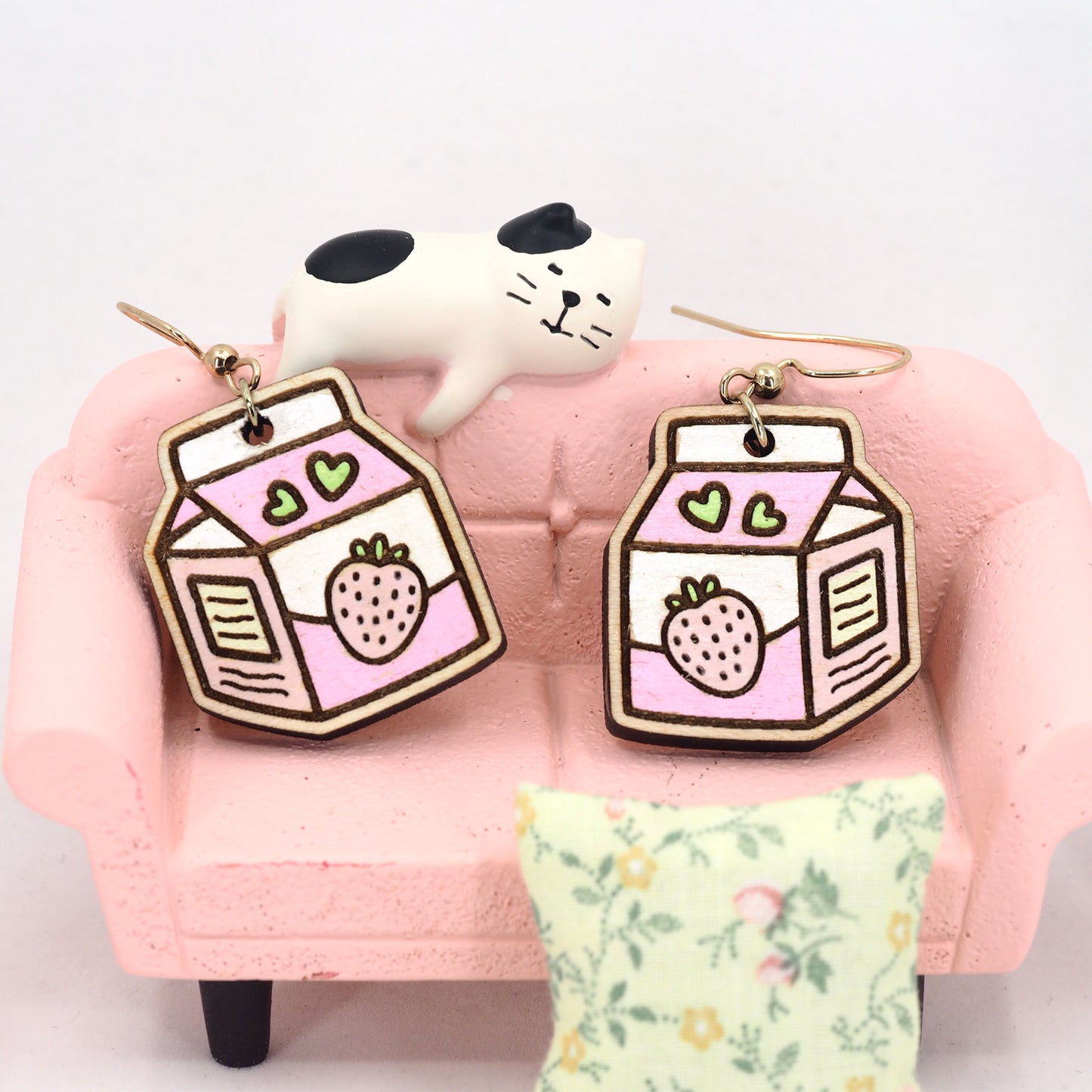 Adorable Wood Milk Carton Earrings