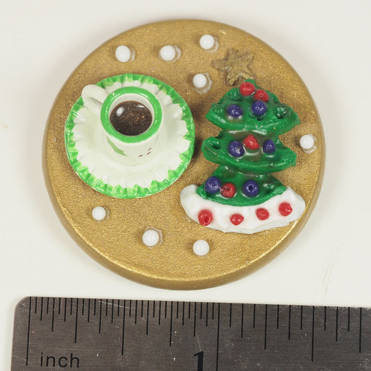 Miniature Christmas Waffle breakfast & hot coco magnet